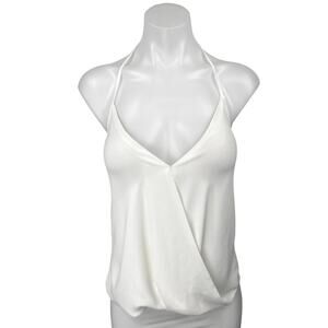 Olivaceous White Sleeveless V-neck Halter Faux Wrap Cami Camisole Tank Top Sz S